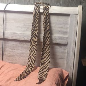 Headband w/gold hardware and attached zebra scarf